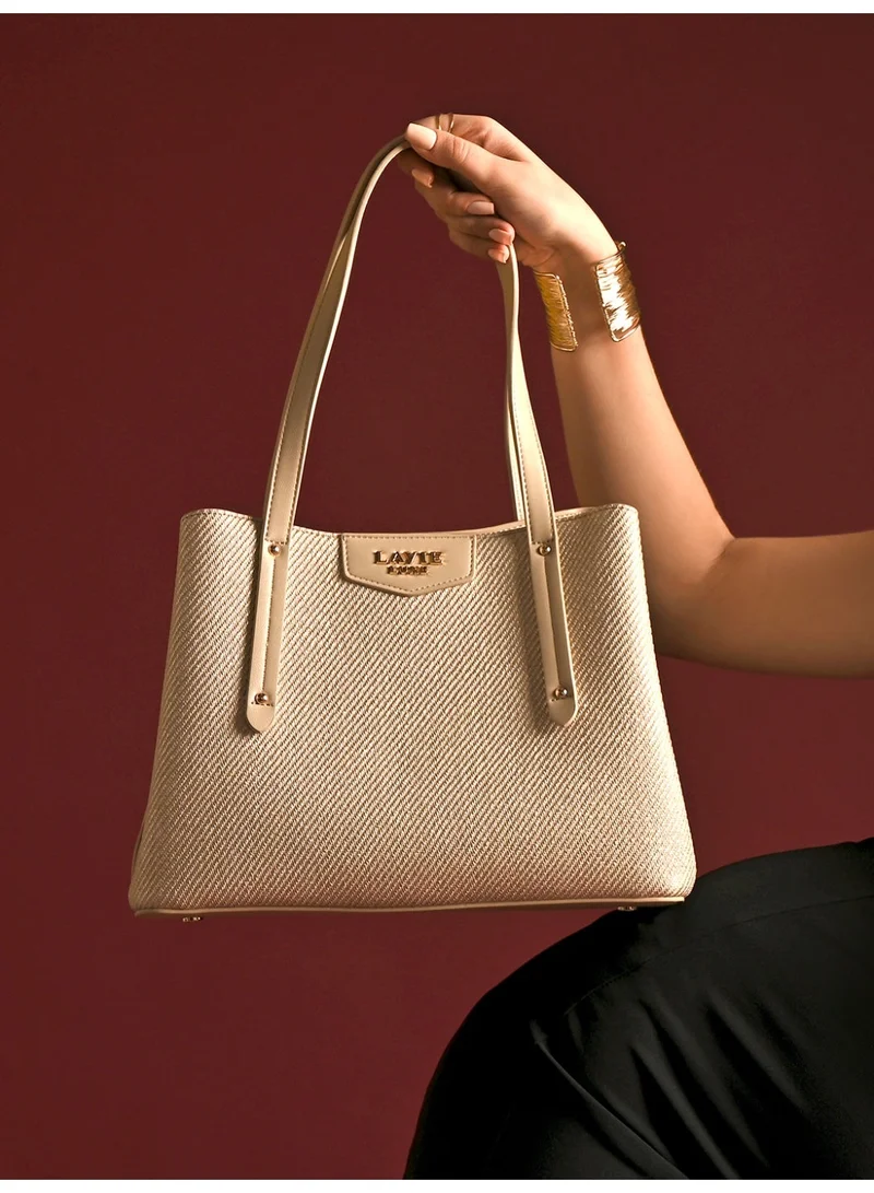 لافي حقيبة نسائية فاخرة بيج بثلاثة أقسام متوسطة